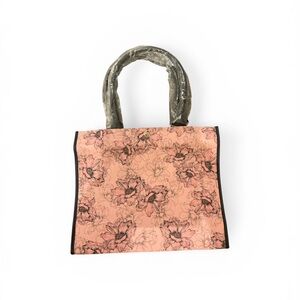 Victoria’s Secret Floral Print Peach Tote Bag with Black Trim